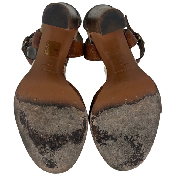 Burberry Brown Leather Open Toe Ankle Strap Heeled Sandals Shoes Size 8.5 US - Picture 6 of 9